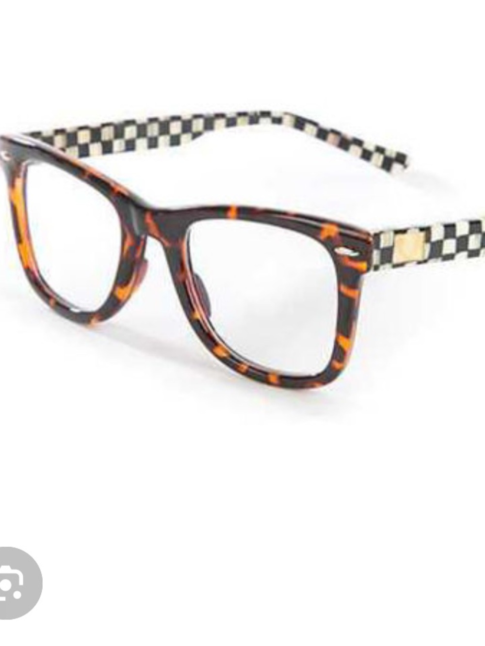 MacKenzie-Childs Tortoiseshe  Glasses with Black-and-White Check Arms . 2.5